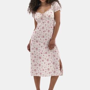 No Boundaries White Dress with Pink Rose Print